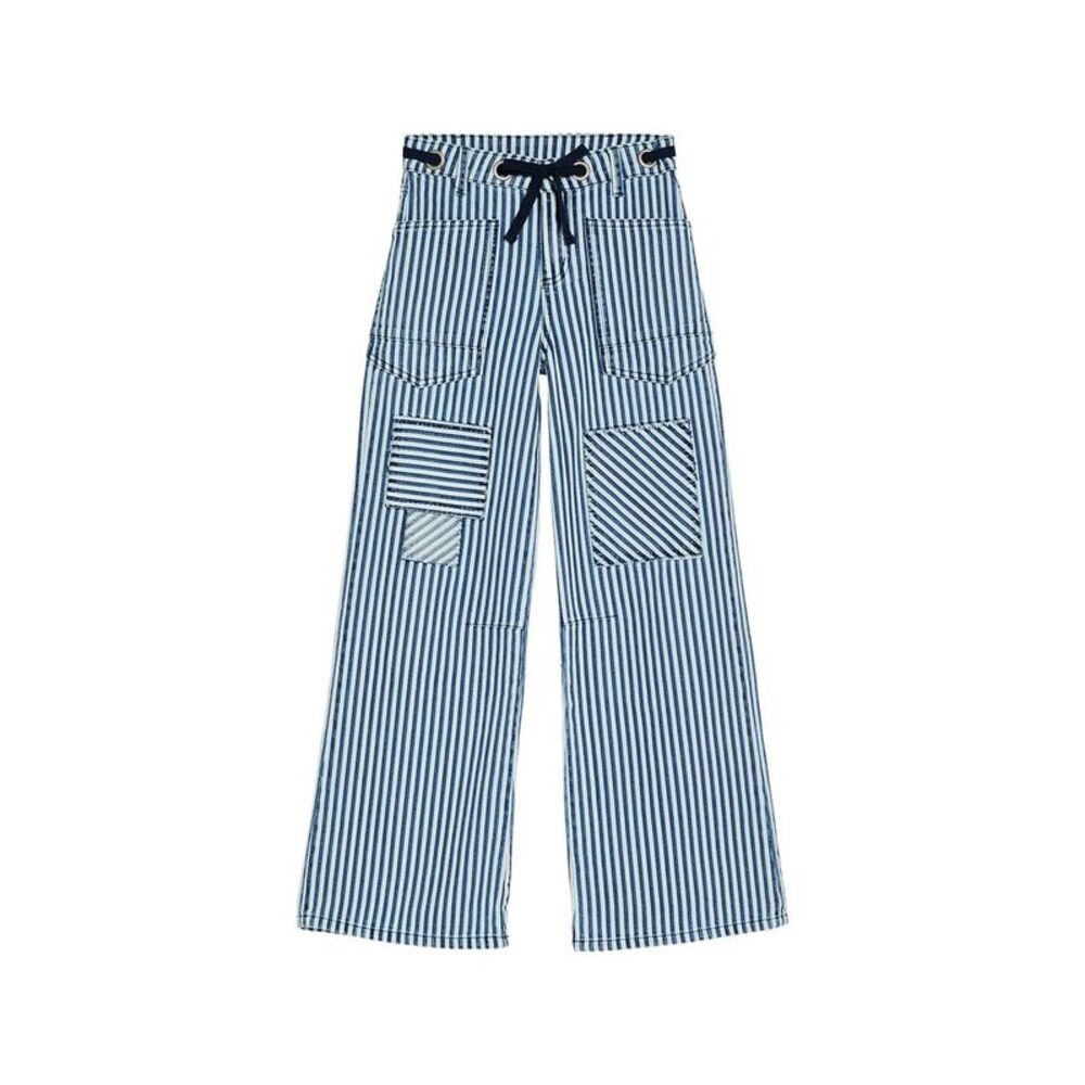 Tractr Girls Jeans Grommet Waist Patched Wide Leg Pant